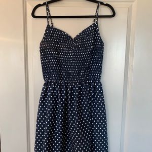 Juniors Navy Polka Dot Dress